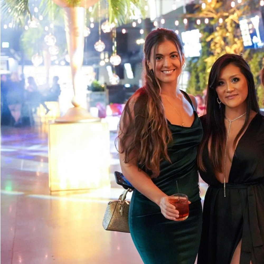 Holiday or party suede dress